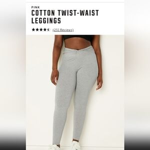 Cotton Twist-Waist Leggings - Gray
